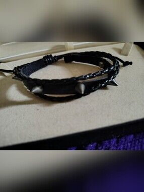 💀 New UNISEX Punk Rock Studded Leather Braided Bracelet - Goth Emo Style 💀